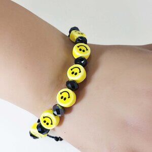 Classic Smiley Glass Beaded Adjustable Bracelet